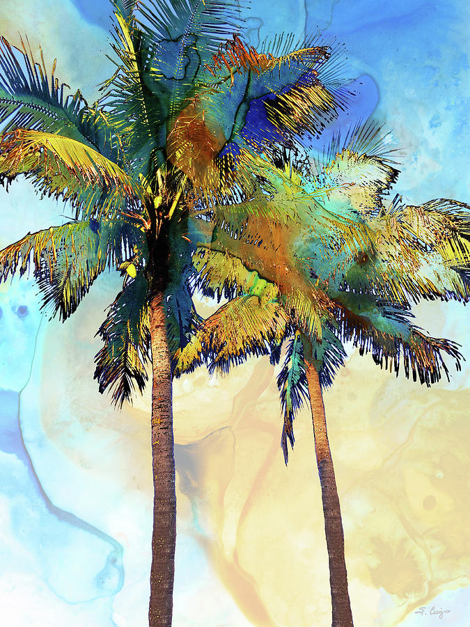 Sunlit Palms - Beach Art - Sharon Cummings Painting by Sharon Cummings
