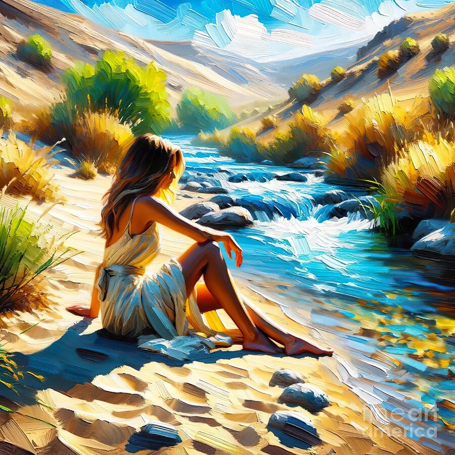 Landscape Digital Art - Sunlit Reflections in a retro style by Retro Movie Posters Landscape Digital Art - Sunlit Reflections in a retro style by Retro Movie Posters