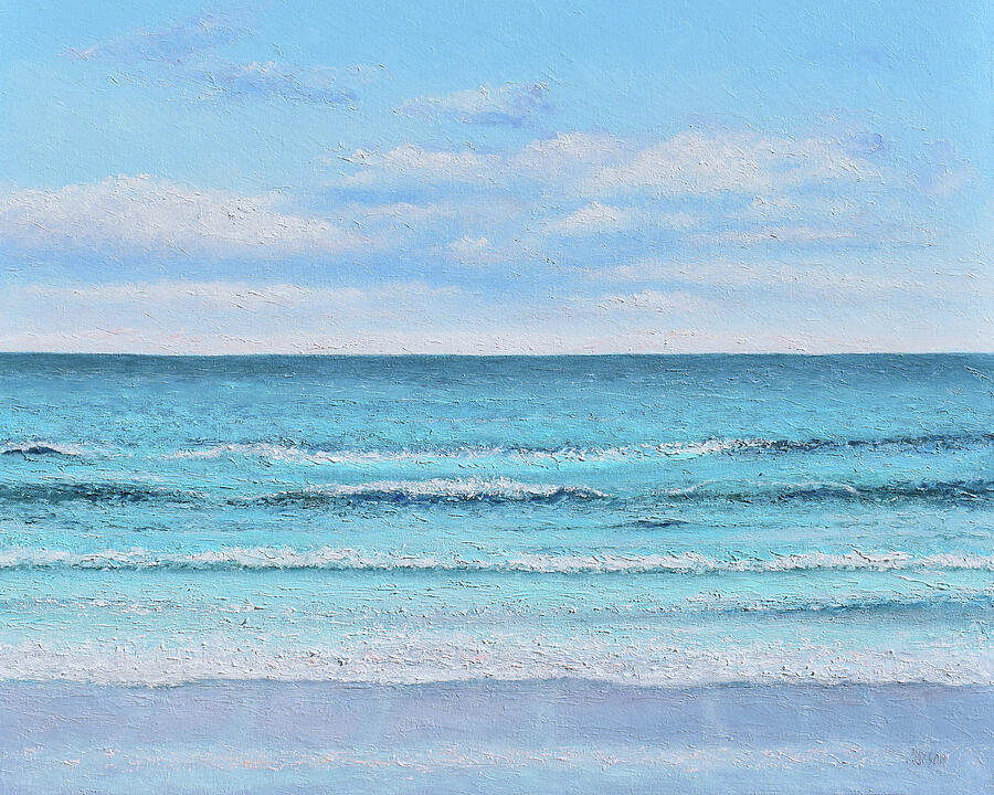 Ocean seascape painting - Sunlit shores Painting by Jan Matson Ocean seascape painting - Sunlit shores Painting by Jan Matson