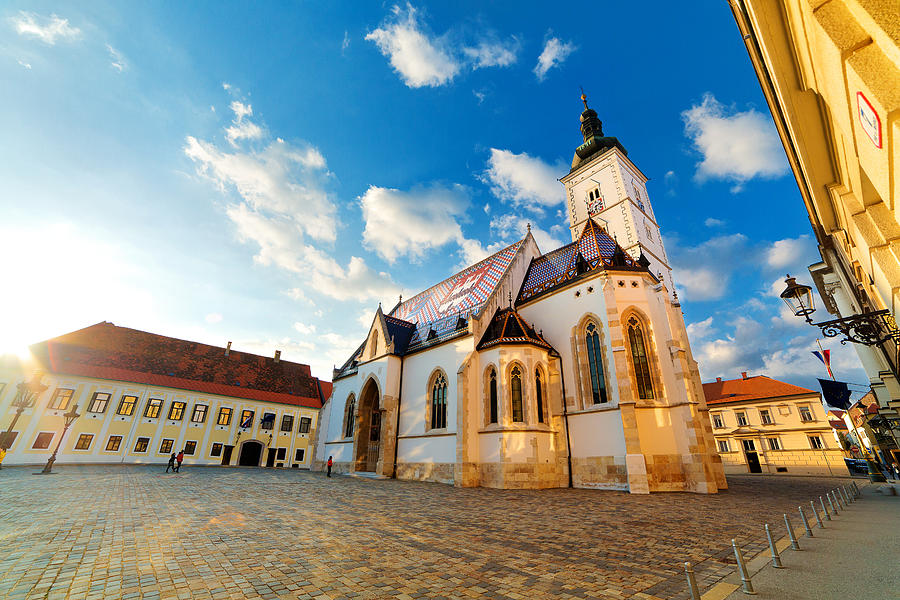 Sunlit St Marks Church, Zagreb, Croatia Photograph by Anna Gorin