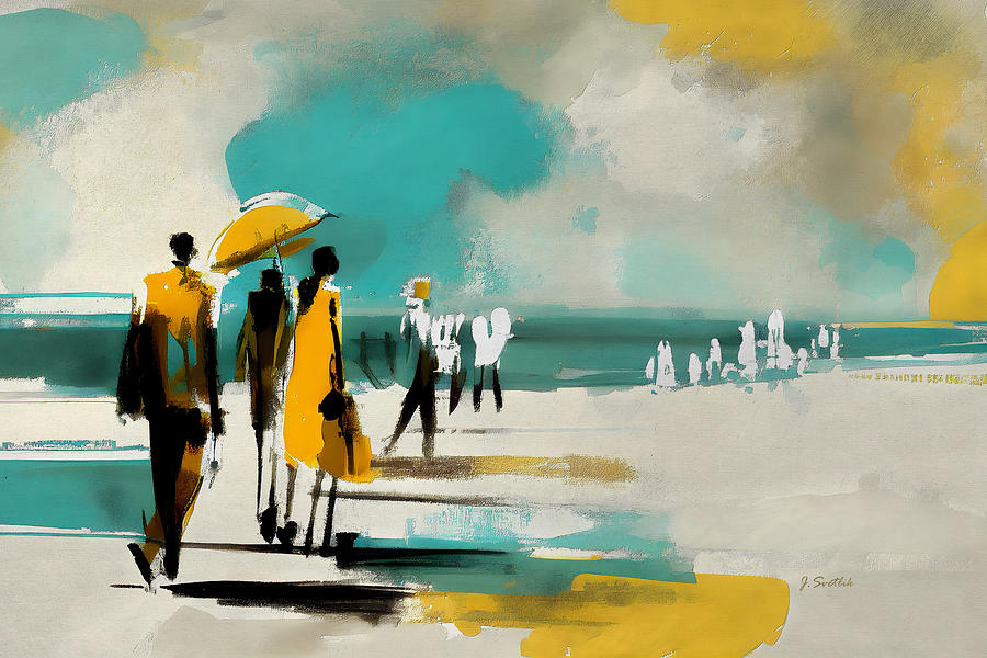 Sunlit Stroll with Sunshade Painting by Jirka Svetlik