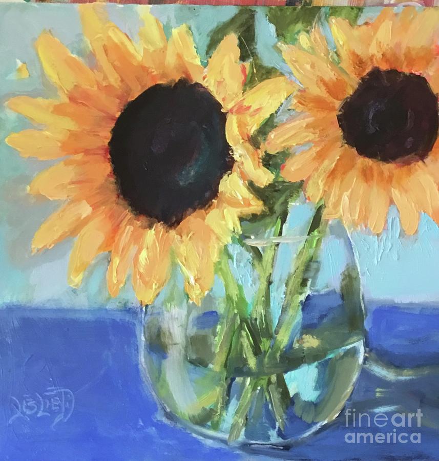 Sunflowers Painting - Sunnies by Leslie Dobbins