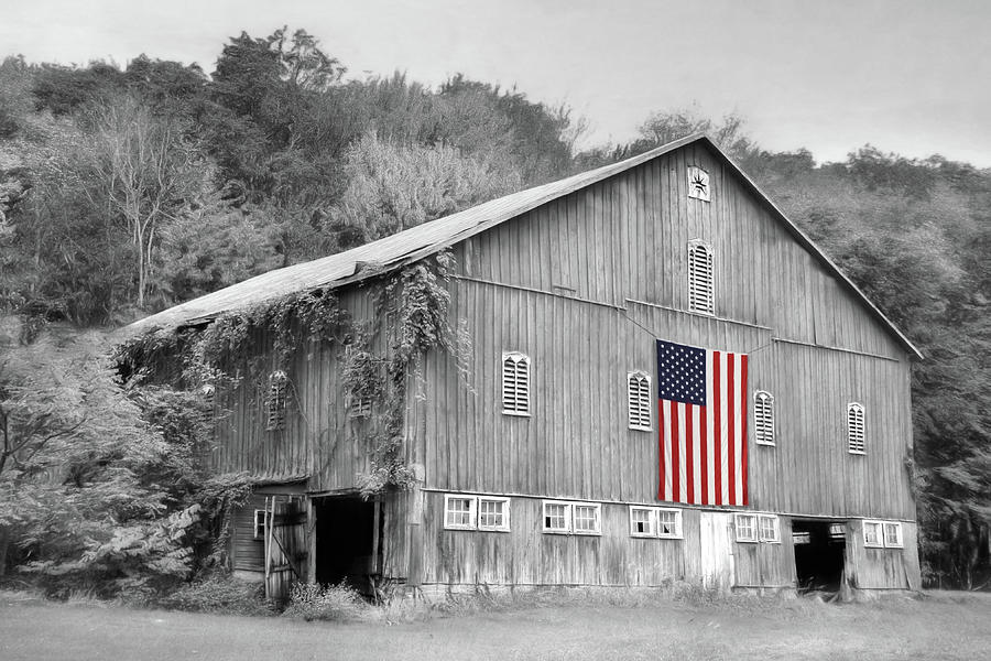 Old Patriotic Barn 2 Mixed Media by Lori Deiter