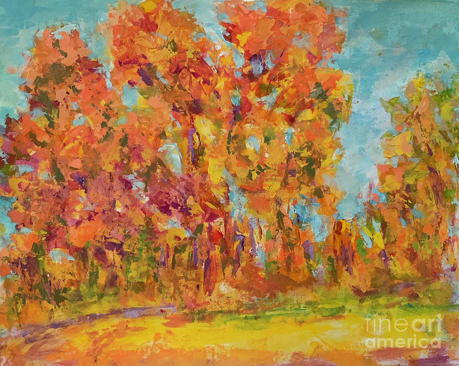 Sunny autumn day Painting by Olga Malamud-Pavlovich