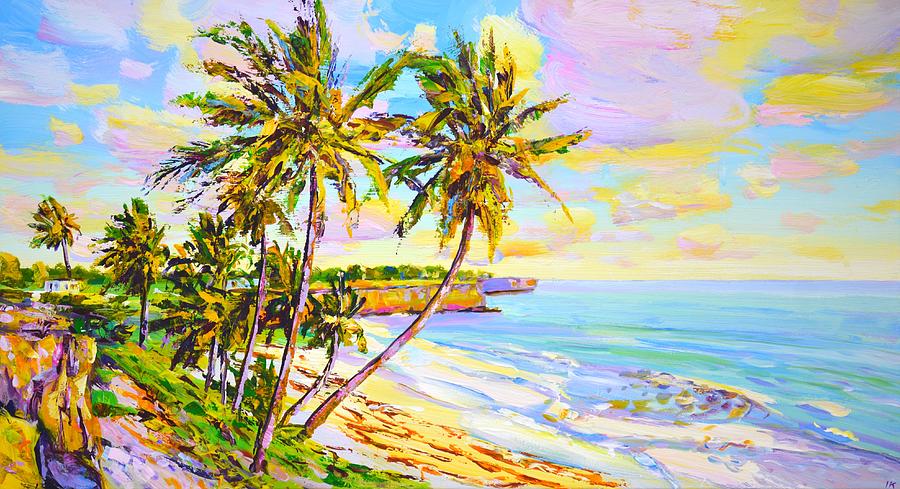 Sunny Beach. Ocean. Painting by Iryna Kastsova