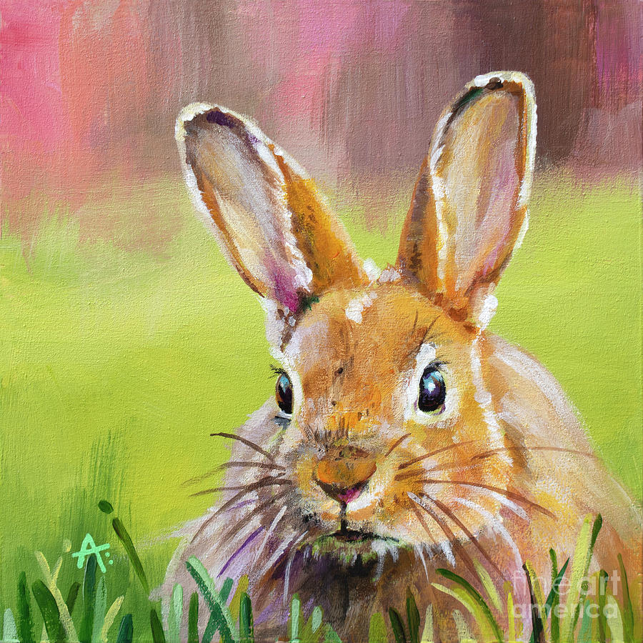 Sunny Bunny - rabbit painting Painting by Annie Troe
