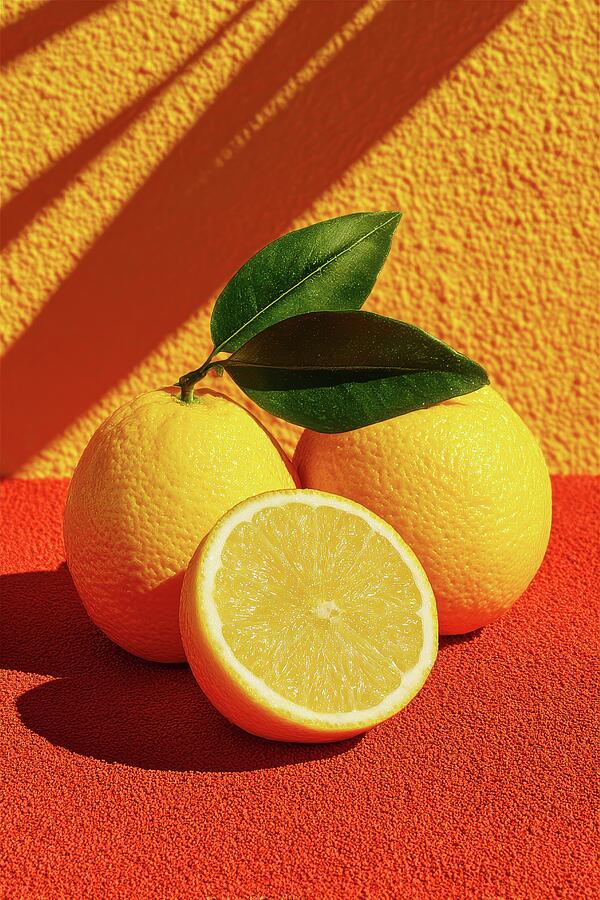 Sunny Citrus Delight - Vibrant Lemon Still Life with Summer Vibes Digital Art by Matthias Hauser Sunny Citrus Delight - Vibrant Lemon Still Life with Summer Vibes Digital Art by Matthias Hauser
