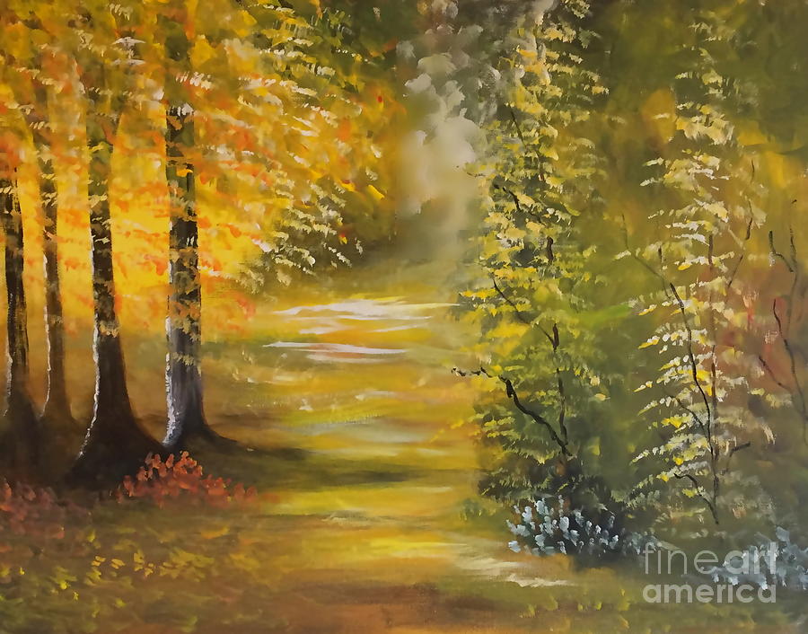 Tree Painting - Sunny Crossing by Sandra Young Servis