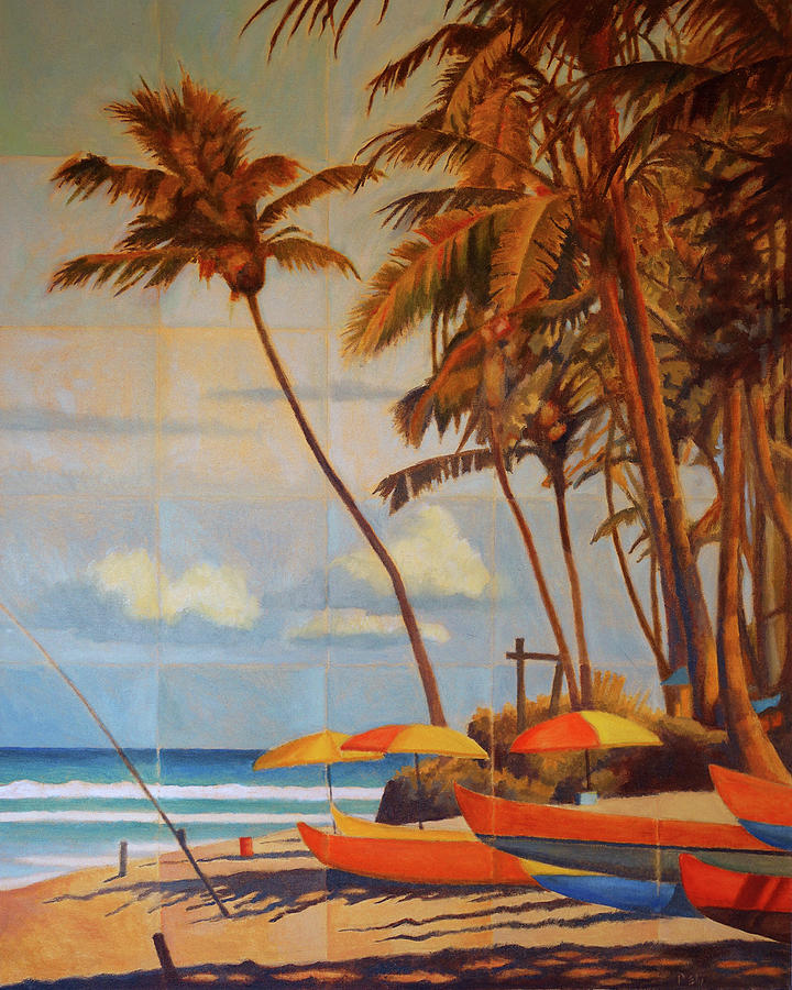 Sunny day at the beach Painting by Thu Nguyen