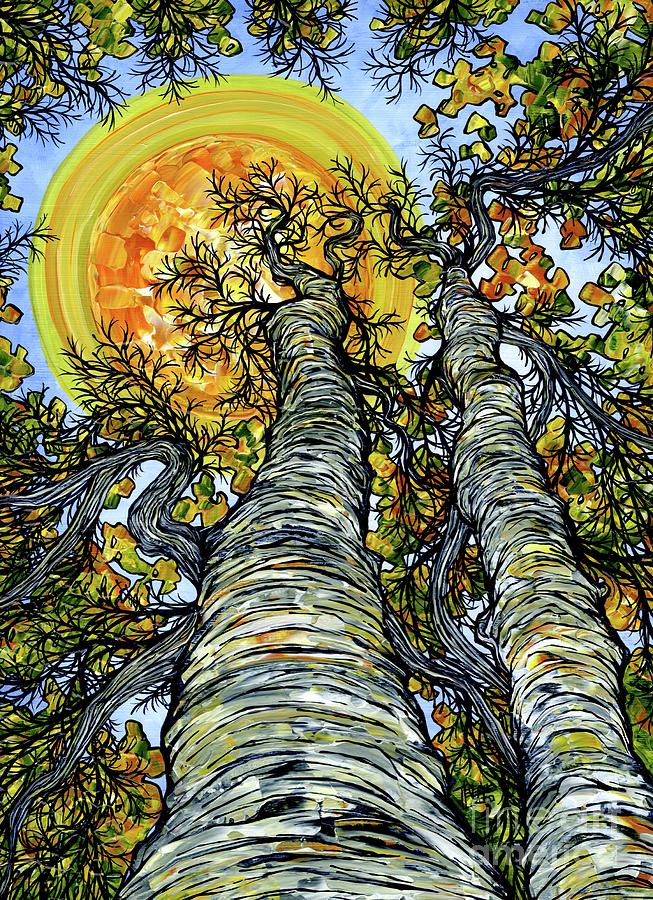 Sunny Day Birches Painting by Tracy Levesque