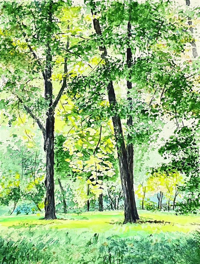 Sunny Day in Park Painting by Masha Batkova