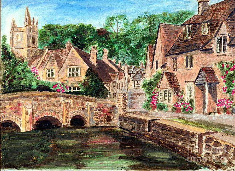 Architecture Painting - Sunny Day in the Cotswolds by J Wimberley