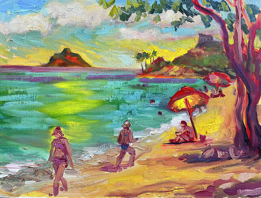 Sunny Day on the Beach Painting by Alla Parsons