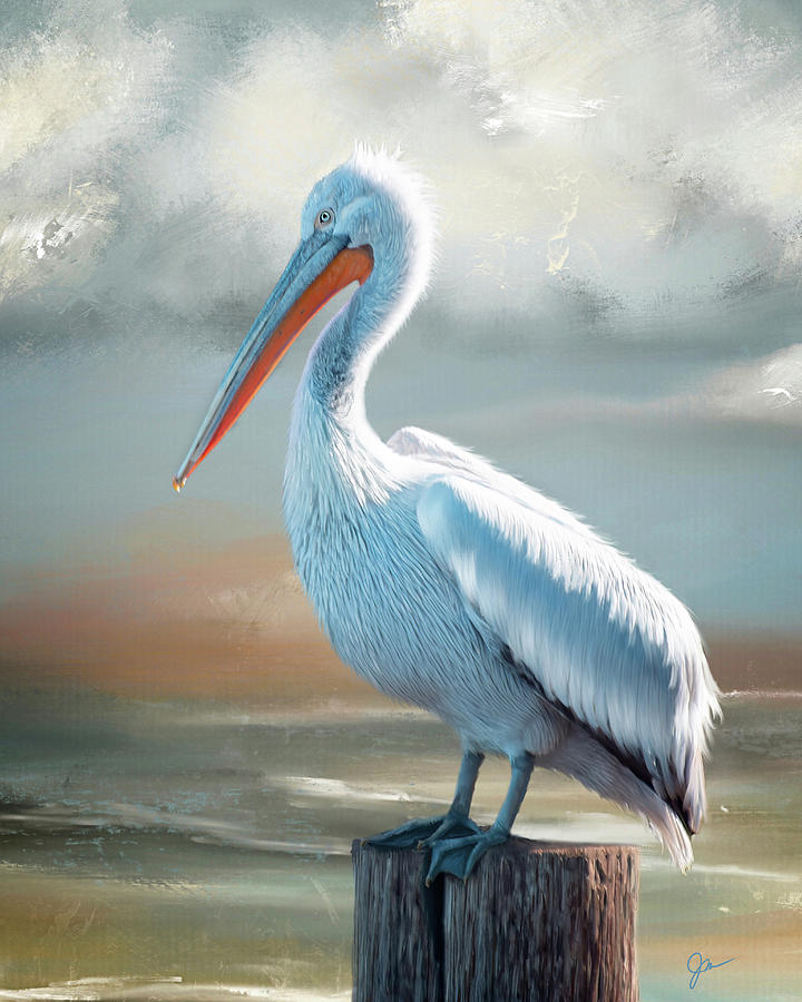 Sunny Day Pelican Painting by Jeanette Mahoney