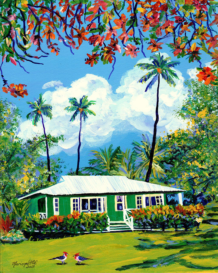 Sunny Day Plantation Cottage Painting by Marionette Taboniar