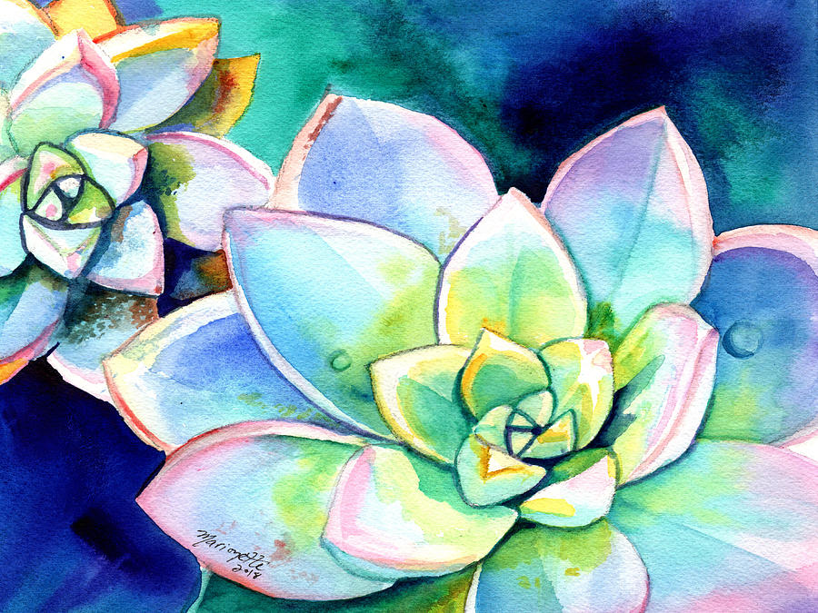 Sunny Day Succulents 4 Painting by Marionette Taboniar