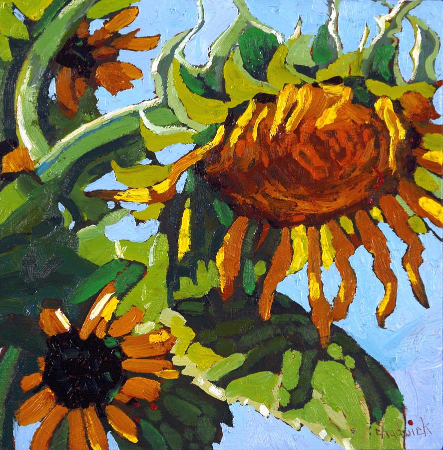 Sunny Day Sunflower Painting by Phil Chadwick