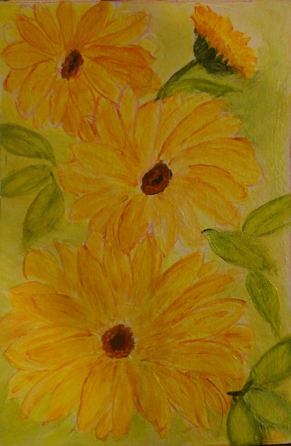 Sunny Day Sunflowers Painting by Rosie Foshee