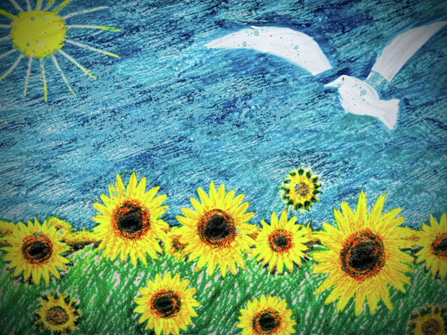 Sunny Day With Sunflowers Digital Art by Cordia Murphy