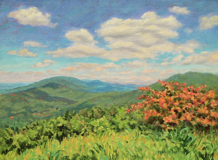 Sunny Mountaintop - Blue Ridge Mountains Landscape Painting by Bonnie Mason
