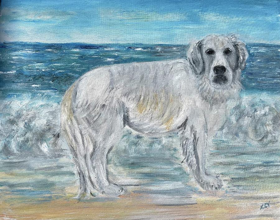Sunny on the Beach. Painting by Lucille Valentino