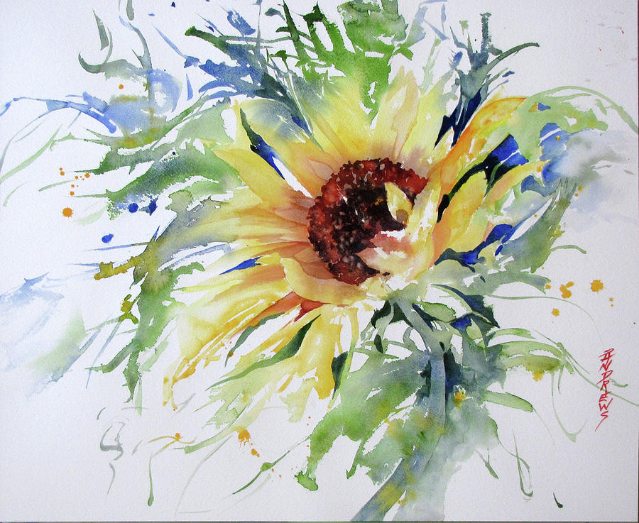 Sunflower Painting - Sunny Salutations by Rae Andrews