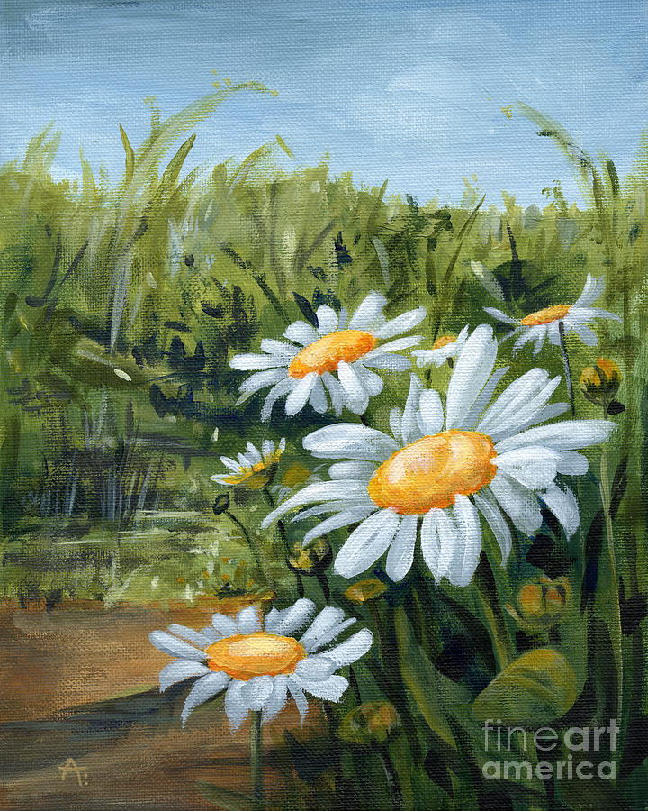 Sunny Side of Life - Daisies Painting Painting by Annie Troe