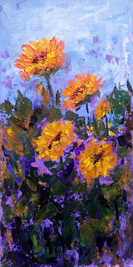 Sunny sunflowers Painting by Asha Sudhaker Shenoy