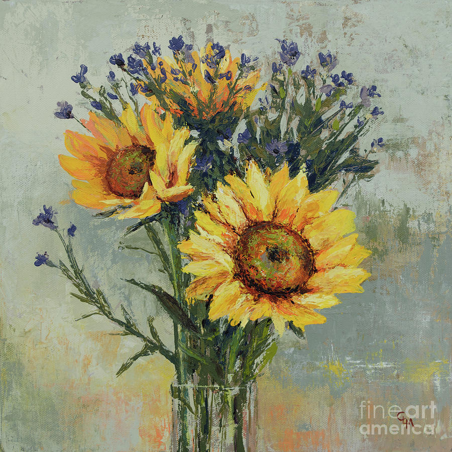 Sunny Sunflowers Painting by Cheryl McClure