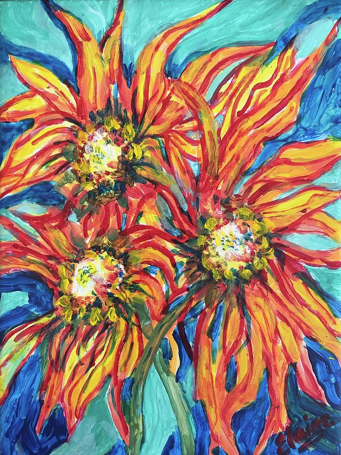 Sunny Sunflowers Painting by Elaine Schulstad Fine Art America