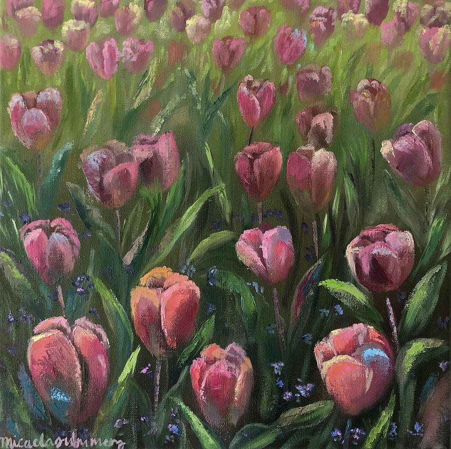 Sunny Tulips Painting by Micaela Summers