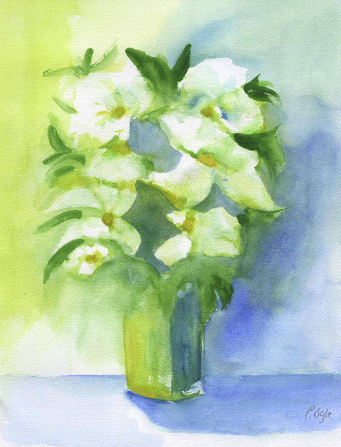Sunny White Flowers Painting by Frank Bright