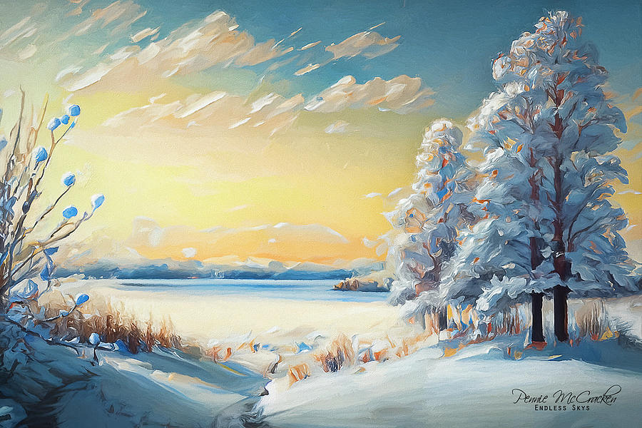 Sunny Winter Landscape Mixed Media by Pennie McCracken
