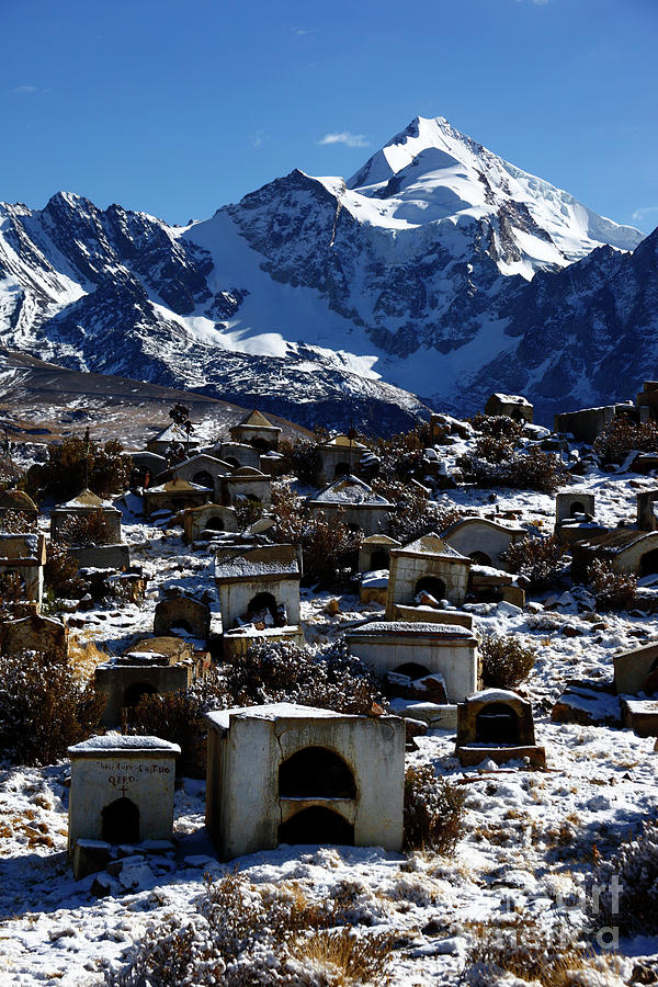 Sunny winter morning at Milluni cemetery Bolivia Photograph by James Brunker