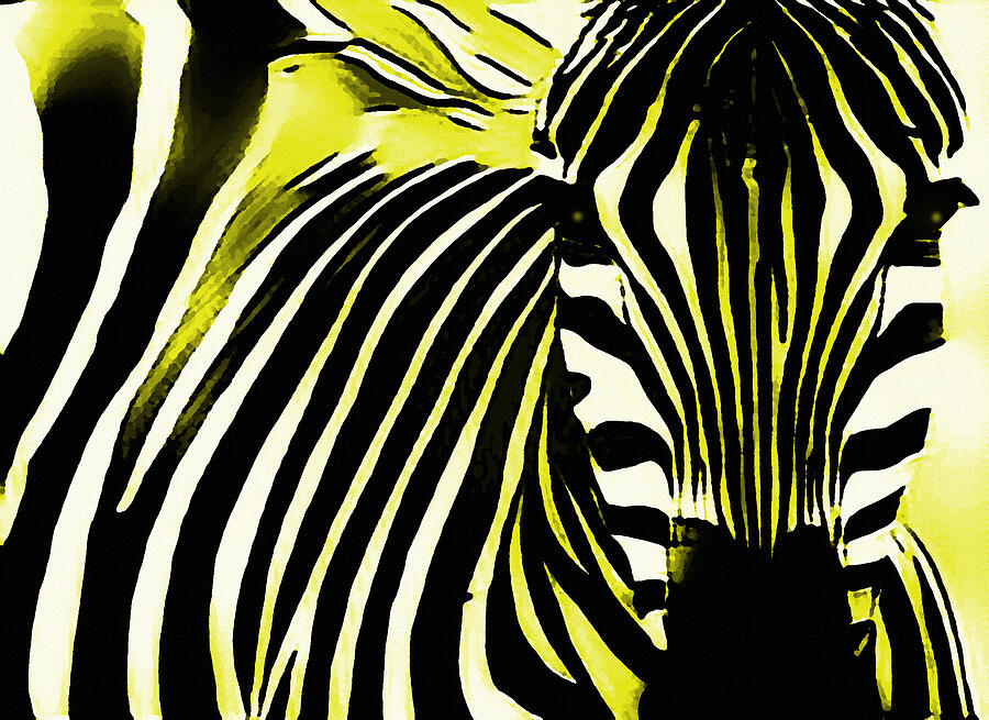 Sunny Yellow Zebra Creative Wildlife Pop Art  Digital Art by Shelli Fitzpatrick