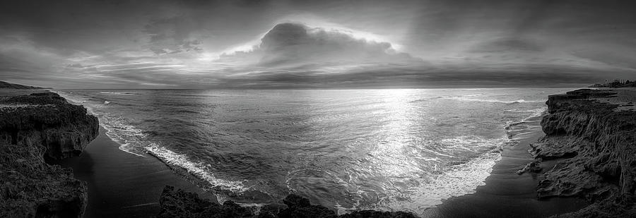 Sunrays over Coral Cove Beach Black and White Photograph by Debra and Dave Vanderlaan