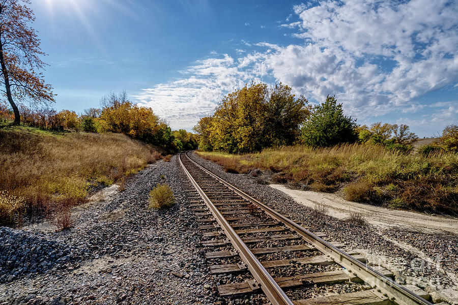 Sunrays Over Nebraska Railroad Tracks Photograph by Jennifer White