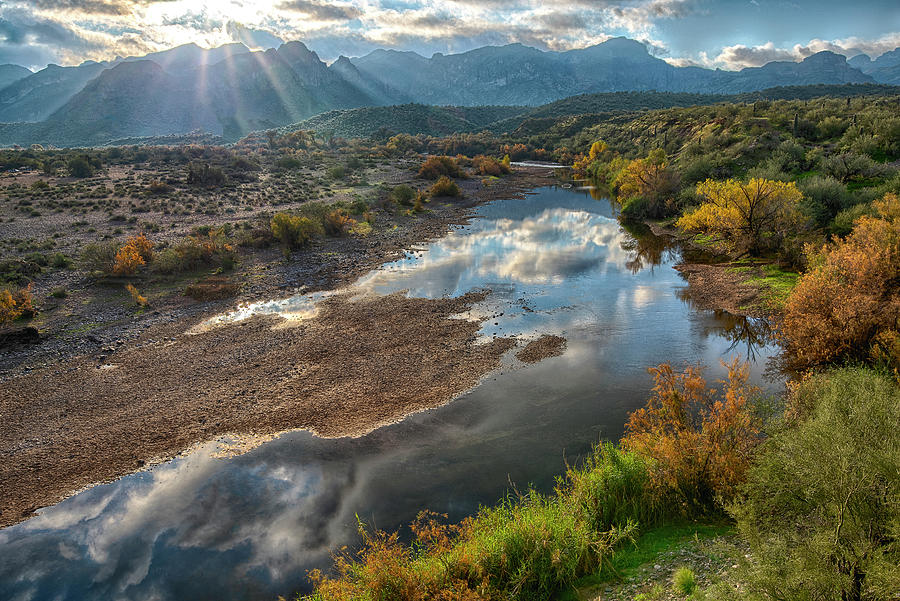 Sunrays over the Salt River Photograph by Dave Dilli