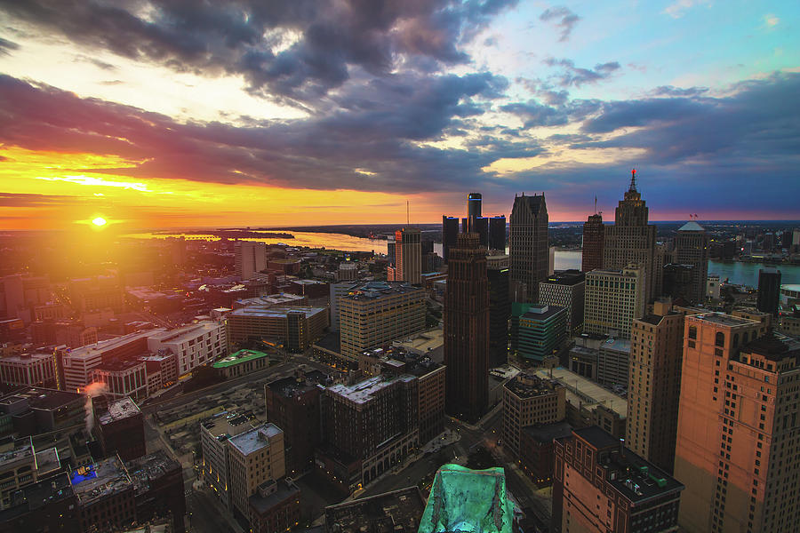 Sunrise above downtown Detroit Photograph by Jay Smith