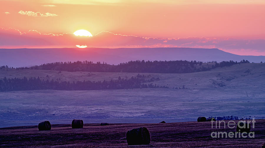 Sunrise Above The Hay Bales Photograph by Gary Beeler