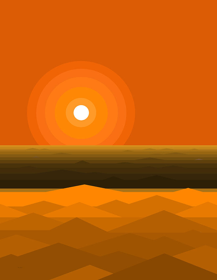 Sunrise Abstract in Orange Digital Art by Val Arie