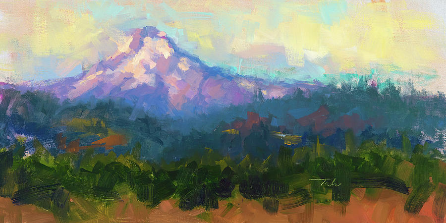 Sunrise Advancing - Mt. Hood Sunrise Painting by Talya Johnson