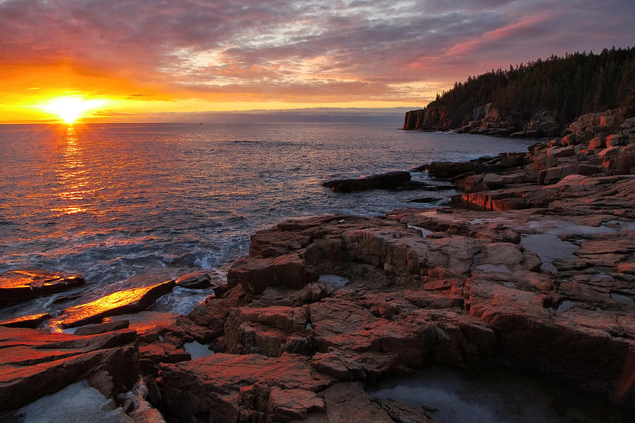 Sunrise Along The Coastline of Acadia National Park Photograph by Stephen Vecchiotti