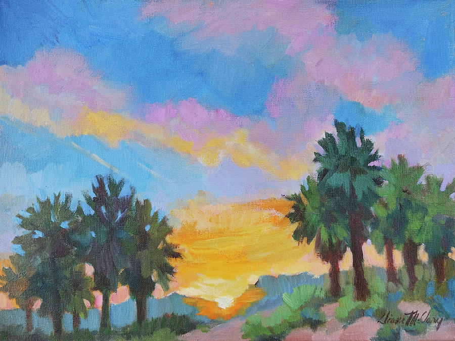 Sunrise and Jet Streams Painting by Diane McClary
