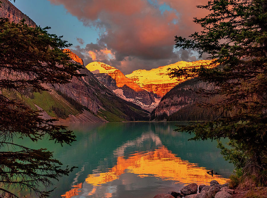 Sunrise at Canadas Lake Louise Photograph by Mitchell R Grosky