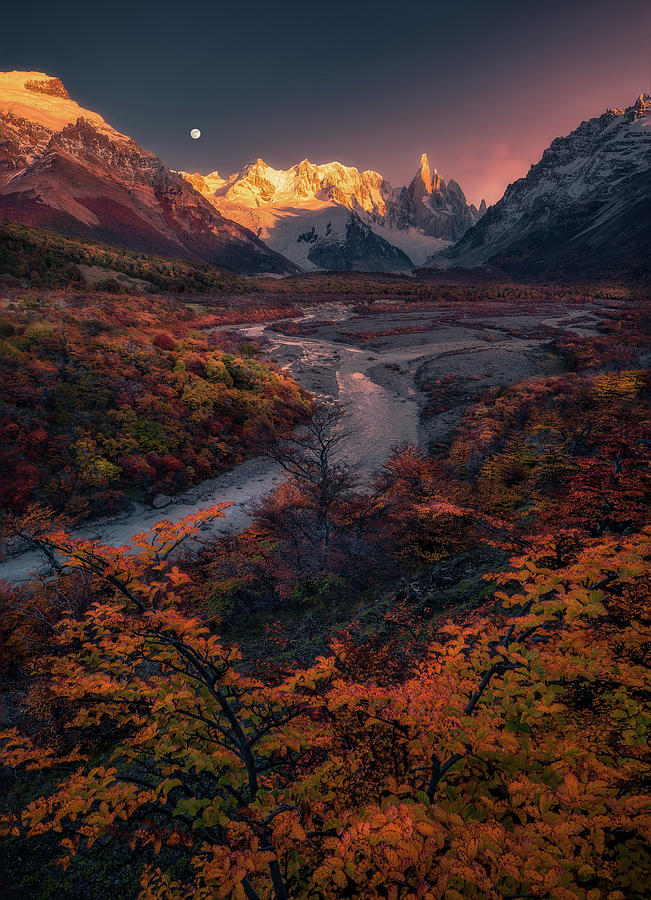 Sunrise at Cerro Torre Photograph by Henry w Liu