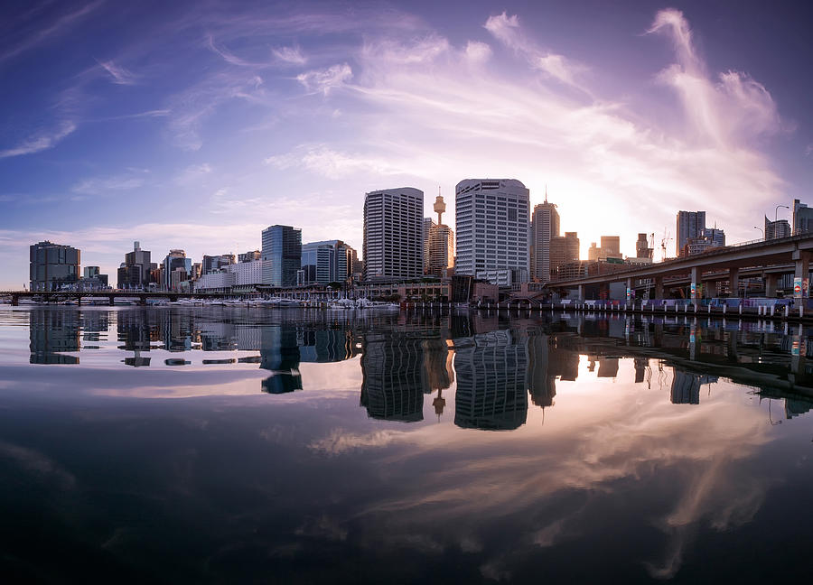 Sunrise at Darling Harbour in Sydney, New South Wales, Australia Photograph by Artie Photography (Artie Ng)