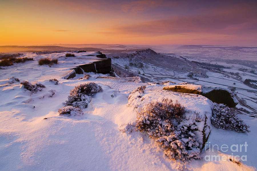 National Parks Photograph - Sunrise at Froggatt edge, Derbyshire Peak District, England by Neale And Judith Clark