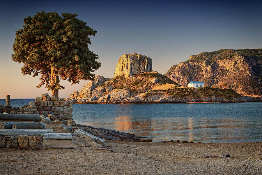 Sunrise at Kastri Island and the Chapel of Agios Nikolaos Kos Greece Photograph by John Gilham