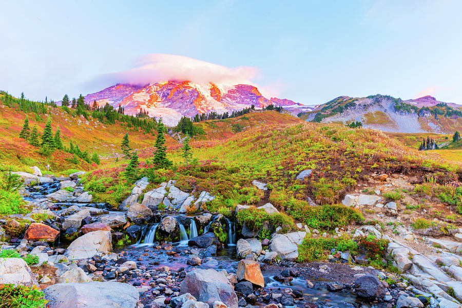 Sunrise at Mount Rainier Digital Art by Michael Lee